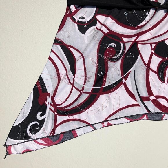 Swirl print babydoll tank top handkerchief hem groovy Y2K bohemian hippie 90s - Picture 4 of 6